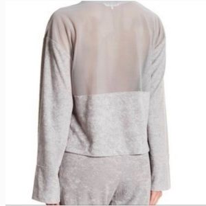 Light Gray Sheer-Back Long Sleeve Women’s Top